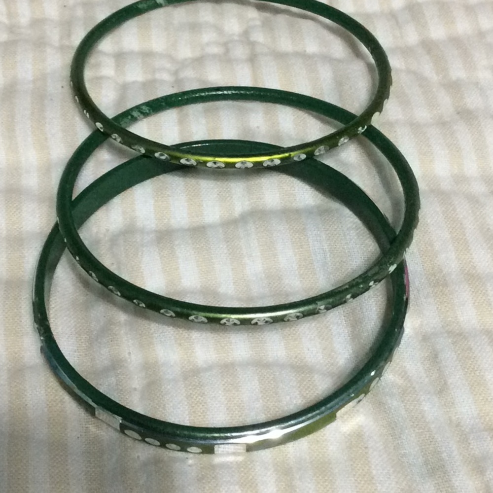2 1/2” green metallic bracelets (3)